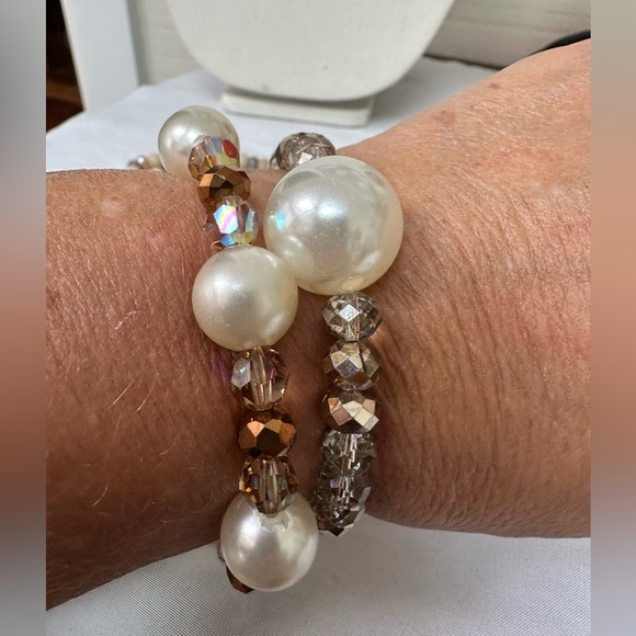 Set of 5 vintage stretch bead bracelets - Picture 5 of 5